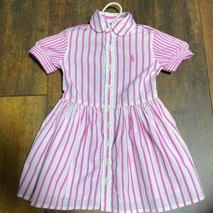 Polo Ralph Lauren Pink and White Striped Dress with pockets EUC 2T